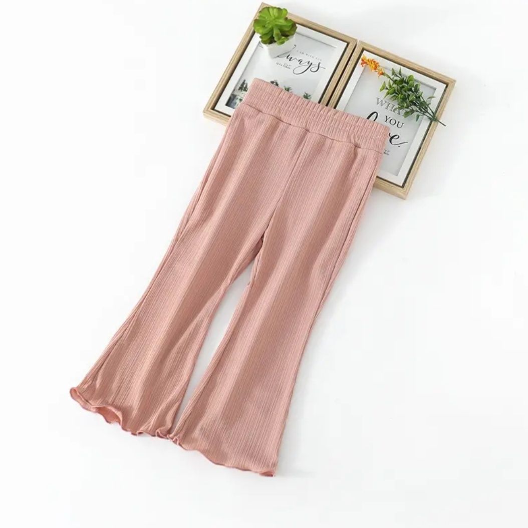 Girls’ Summer Flared Pants – Baby Red Ice Silk Lightweight Breathable Comfort Trousers - RAC26JP5433BATB