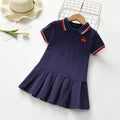 Girls’ Summer Dress – Cherry Color-Matching Polo Lapel Princess Pleated Skirt Dress - RAC26JP5447BATDAS