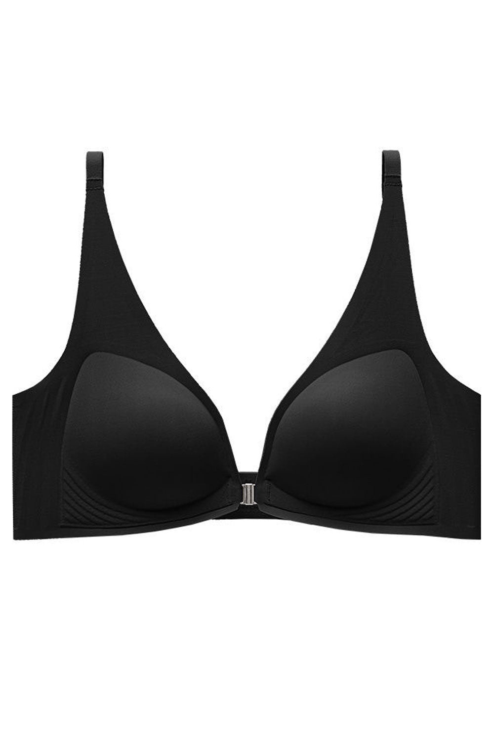Women New Beautiful Gathered Seamless Front Buckle Fixed Shoulder Straps No Rims Thin Section Soft Jelly Bra