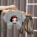 Summer Baby Boys & Girls Cartoon T-Shirt with Striped Capri Pants - RAC26JP5401BATS