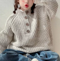 Girls Warm Half Turtleneck Knit Sweater