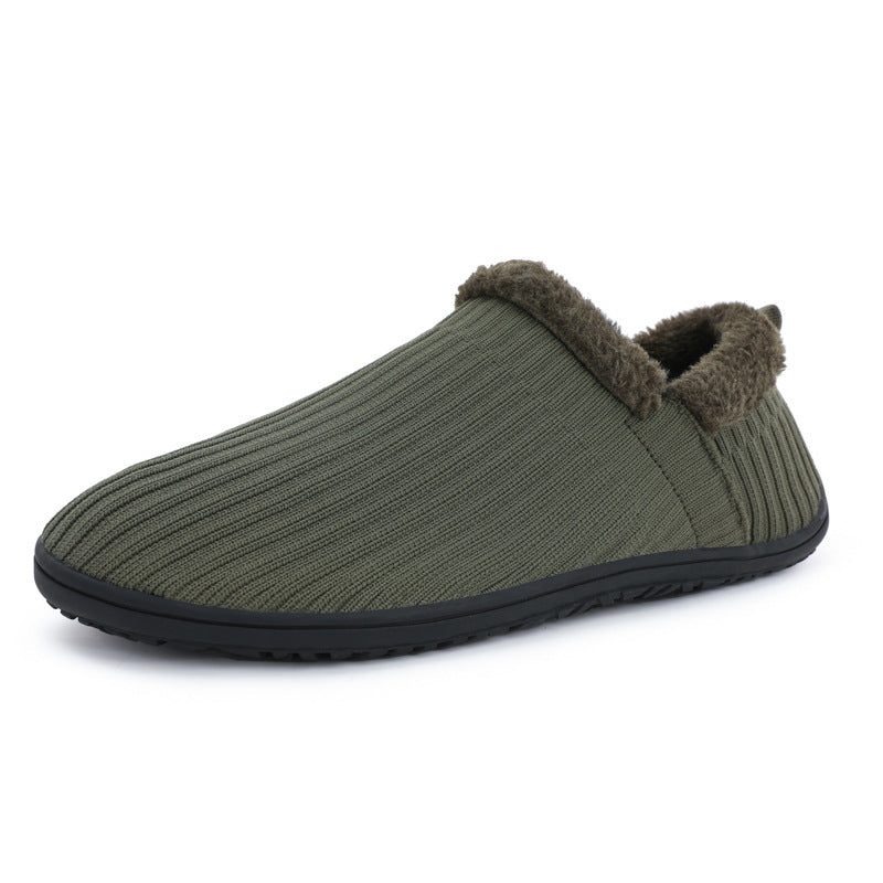 Soft Skin-Friendly Thick Warm Thermal Men's Cotton Home Slippers - Breathable Fly-Knit Comfort Shoes