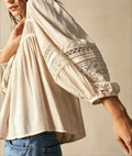 Bohemian Style Casual Solid Color Woven Top for Women – Relaxed Fit Everyday Fashion Blouse