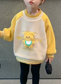 Street Style Velvet Sweatshirt for Girls