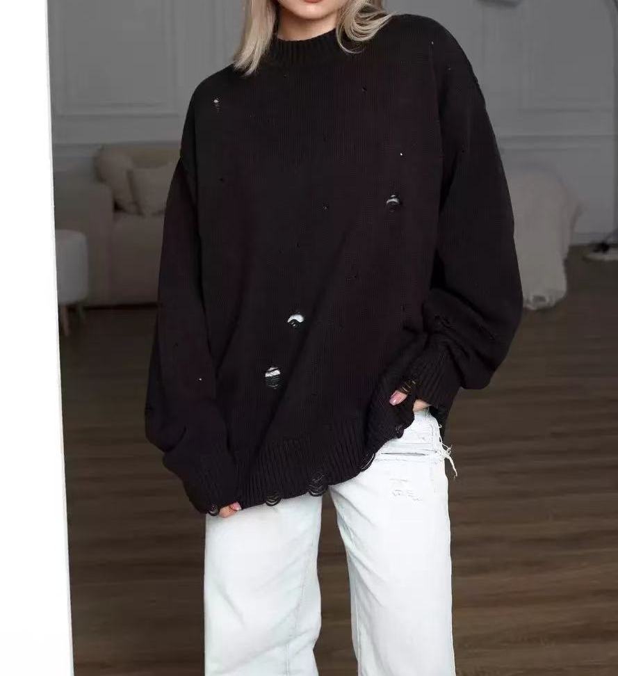 Women's Ripped Knitted Sweater