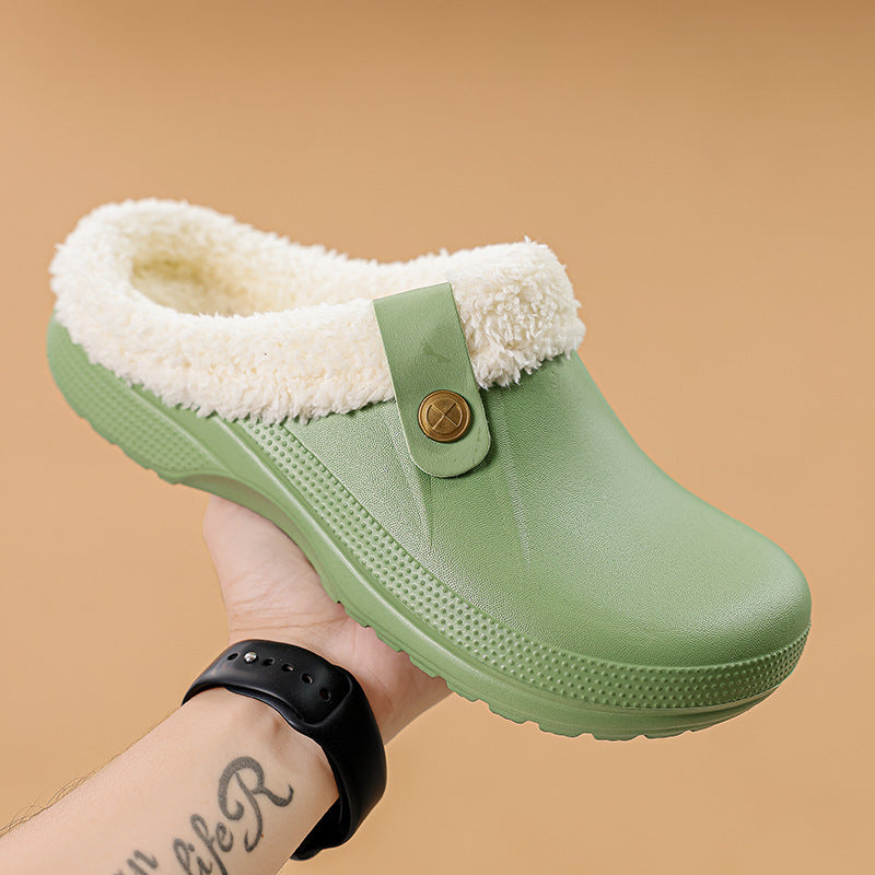 Autumn & Winter Couple Baotou Cotton Slippers - Warm Home Clogs for Men & Women
