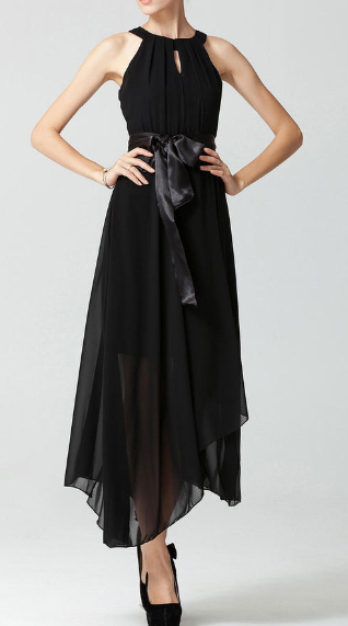Women Chiffon Sleeveless Long Prom Dress