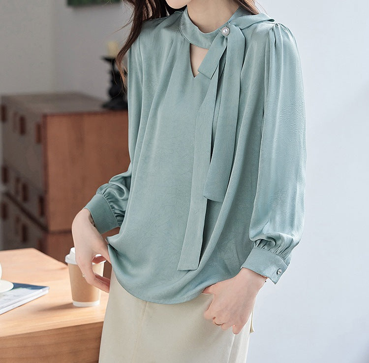 Women's V-Neck Long Sleeve Top - Refined New Style for Spring & Autumn