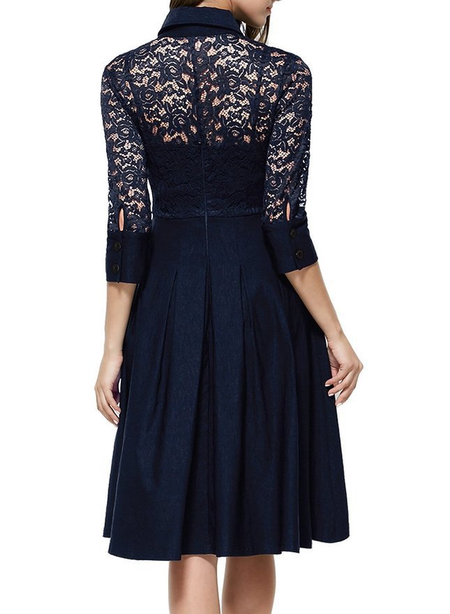 Women Elegant Lace Slim Fit Autumn Dress