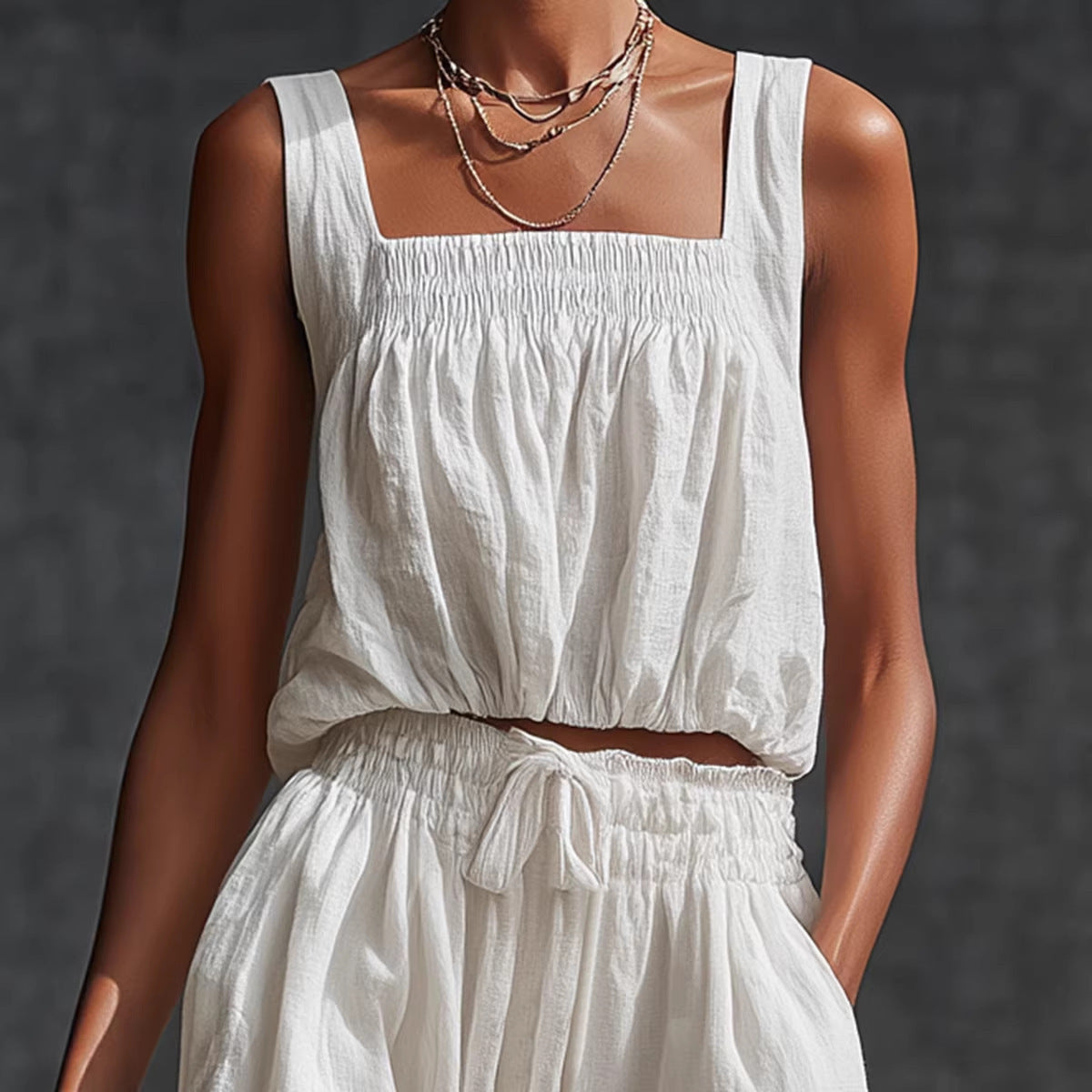Women's Summer Casual Wide-Leg Pants Two-Piece Set