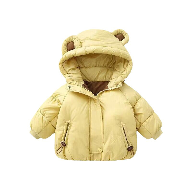 Baby Girl Winter Cotton-Padded Jacket – Warm Hooded Coat with Stuffed Sleeves & Thick Fur Collar - RAC25JP3298BATOW