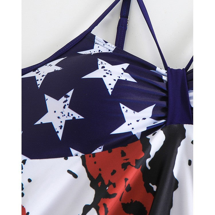 New Printed Flag Bikini Set with Gathered Details