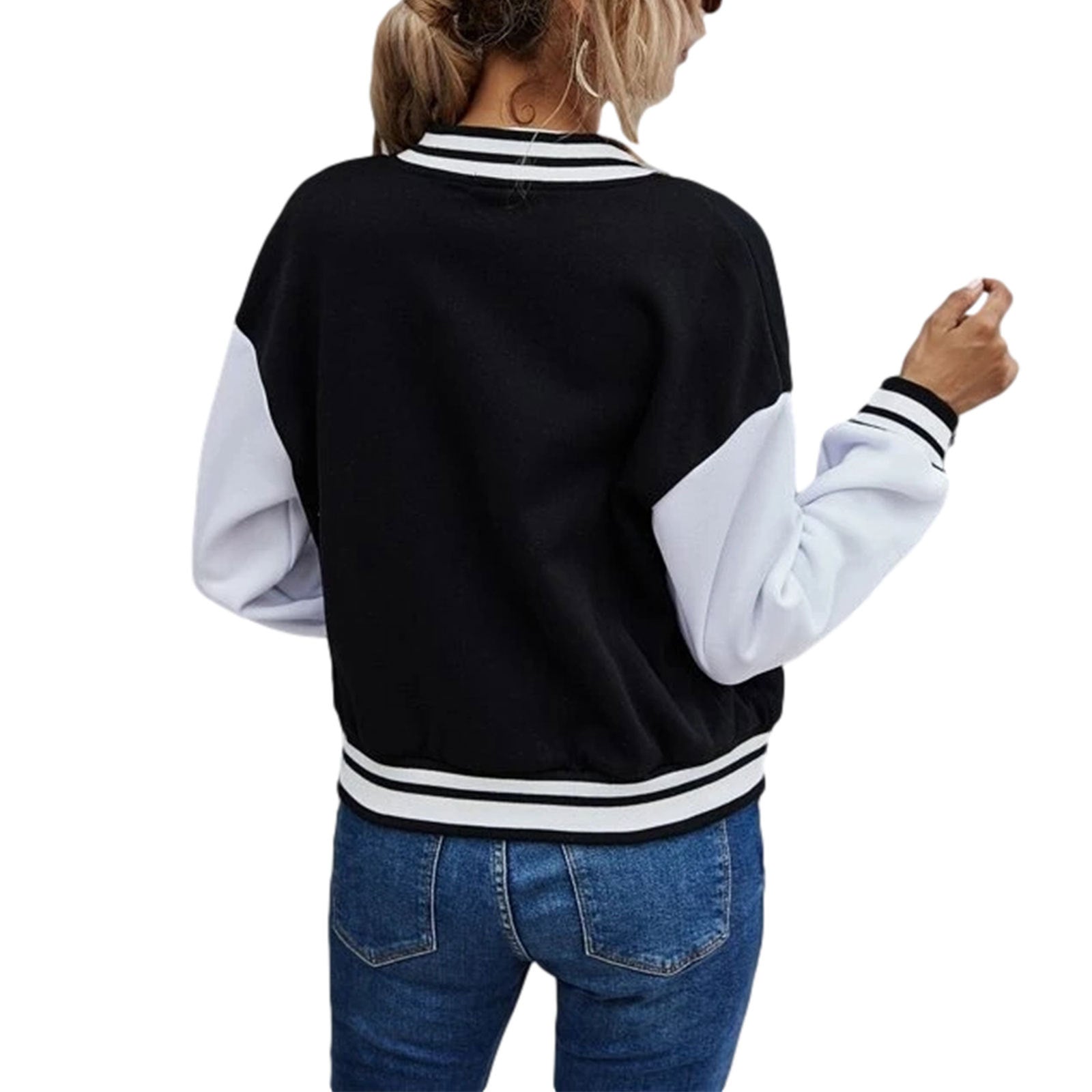 Classic Patchwork Leather Sleeve Letter Baseball Jacket