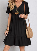 Women's Summer Loose Fit Short-Sleeve High-Waisted Dress