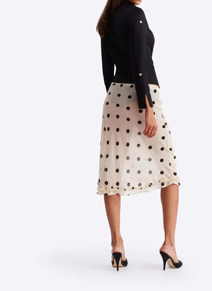 High-Waisted Polka Dot Skirt for Women Classic Style