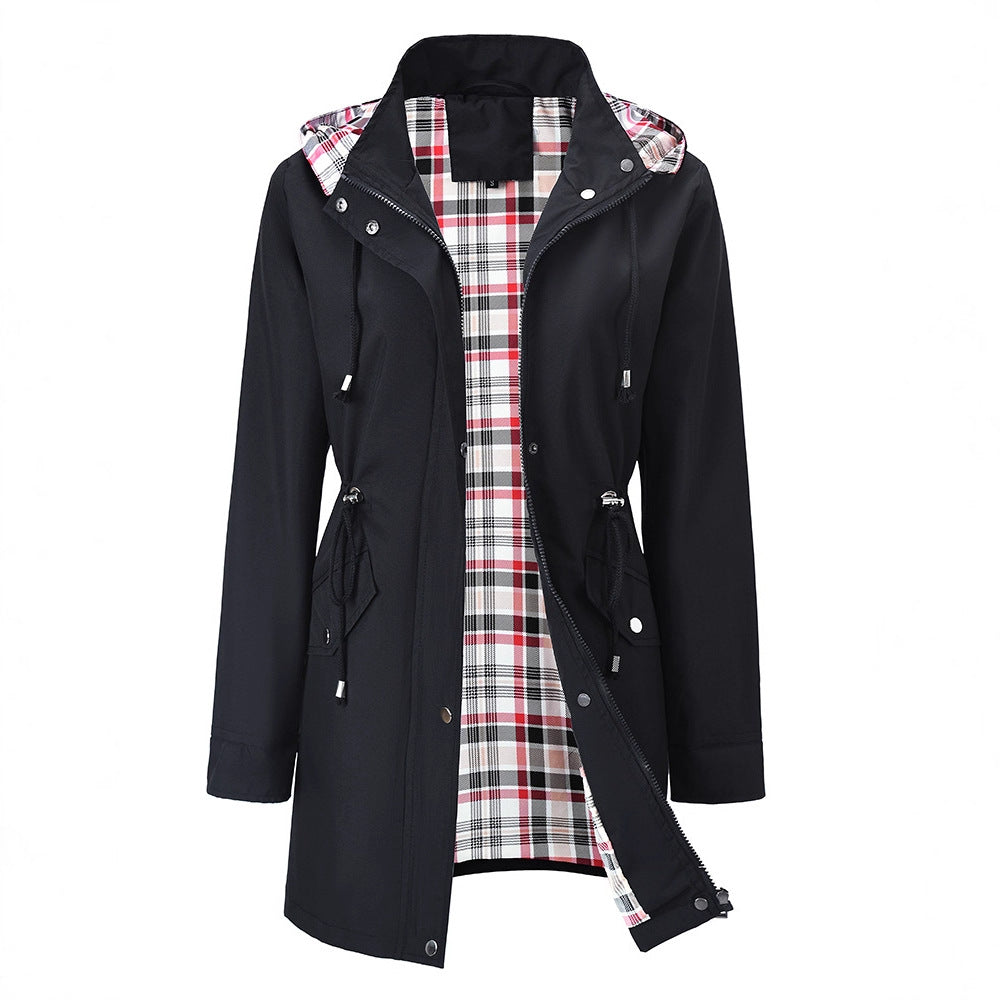 Women’s Waterproof Windbreaker Jacket – High-Quality Plaid Lining Outdoor Coat