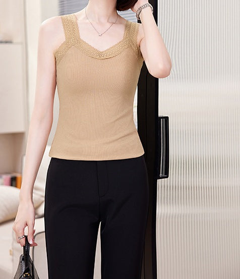 Elegant Women's V-Neck Camisole - Slim Fit Sleeveless Inner Layer for Spring and Summer