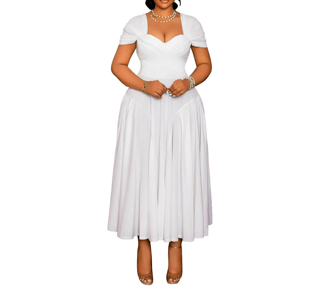 Elegant Plus Size Black Tube Top Maxi Dress – Waist-Defining Formal Gown for Women