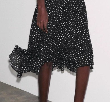 Women's Loose Polka Dot Halter Neck Sleeveless Irregular Hem Dress