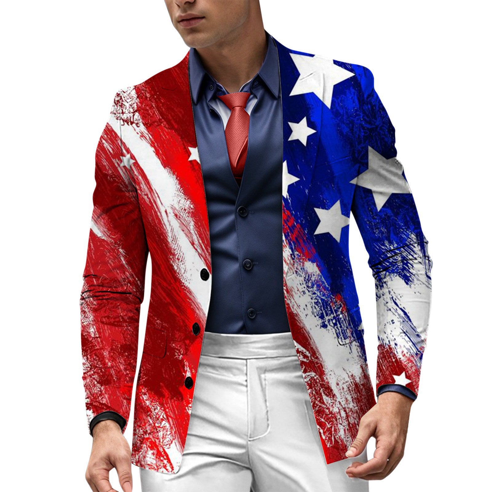 Men’s 3D Printed US Flag Casual Suit Set