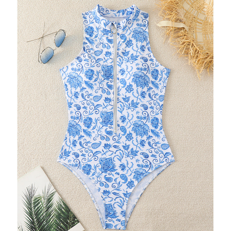New Bikini Women's One-Piece Swimsuit with Front Zipper