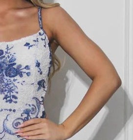 Women's Floral Waist-Cutout Backless Bodycon Suspender Dress