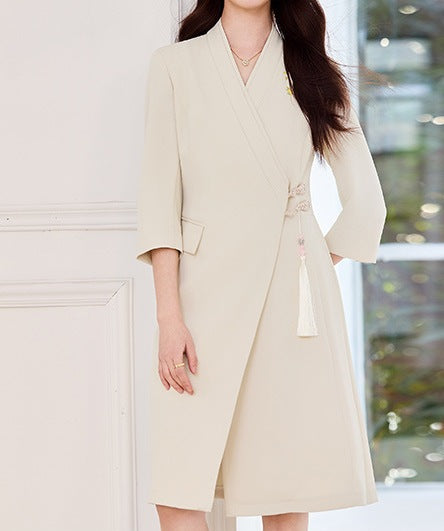 Elegant Women’s Autumn & Winter Three-Quarter Sleeve Mid-Length Dress