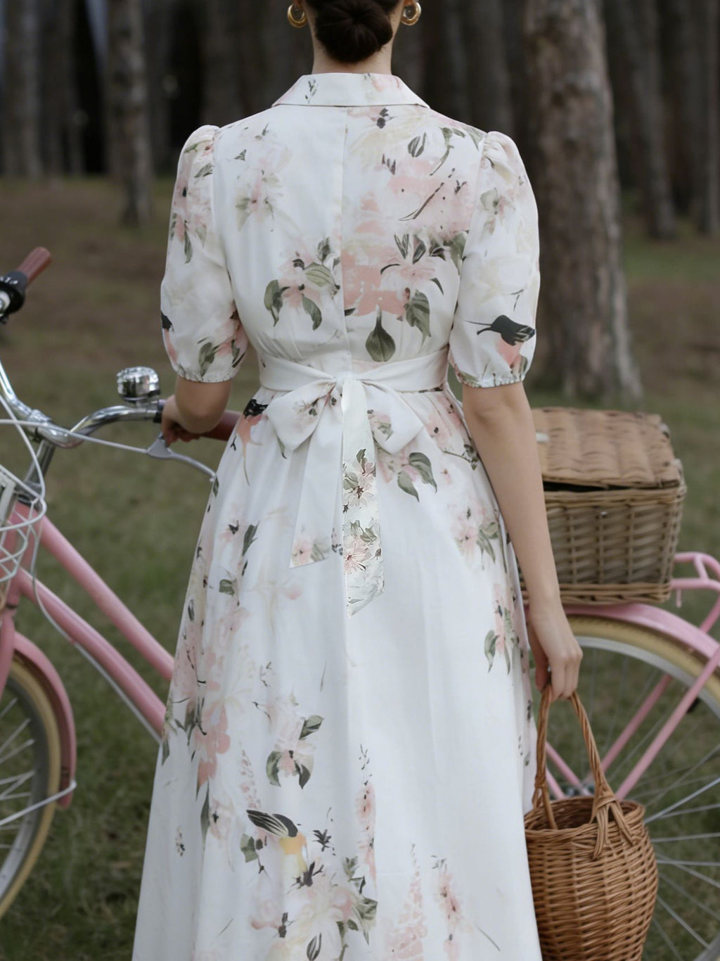 Women's Summer Printed Short Sleeve Waist-Cinching Flared Maxi Dress Elegant Casual Long A-Line Dress for Daily Wear, Vacation,