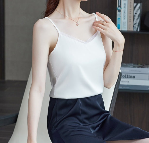Elegant Chiffon Vest for Women with Adjustable Collar - Lightweight Sleeveless Autumn Inner Top