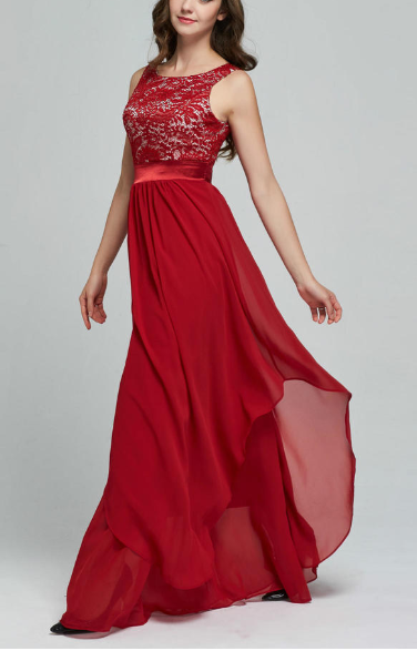 Women Slim Long Prom Wedding Dress Red