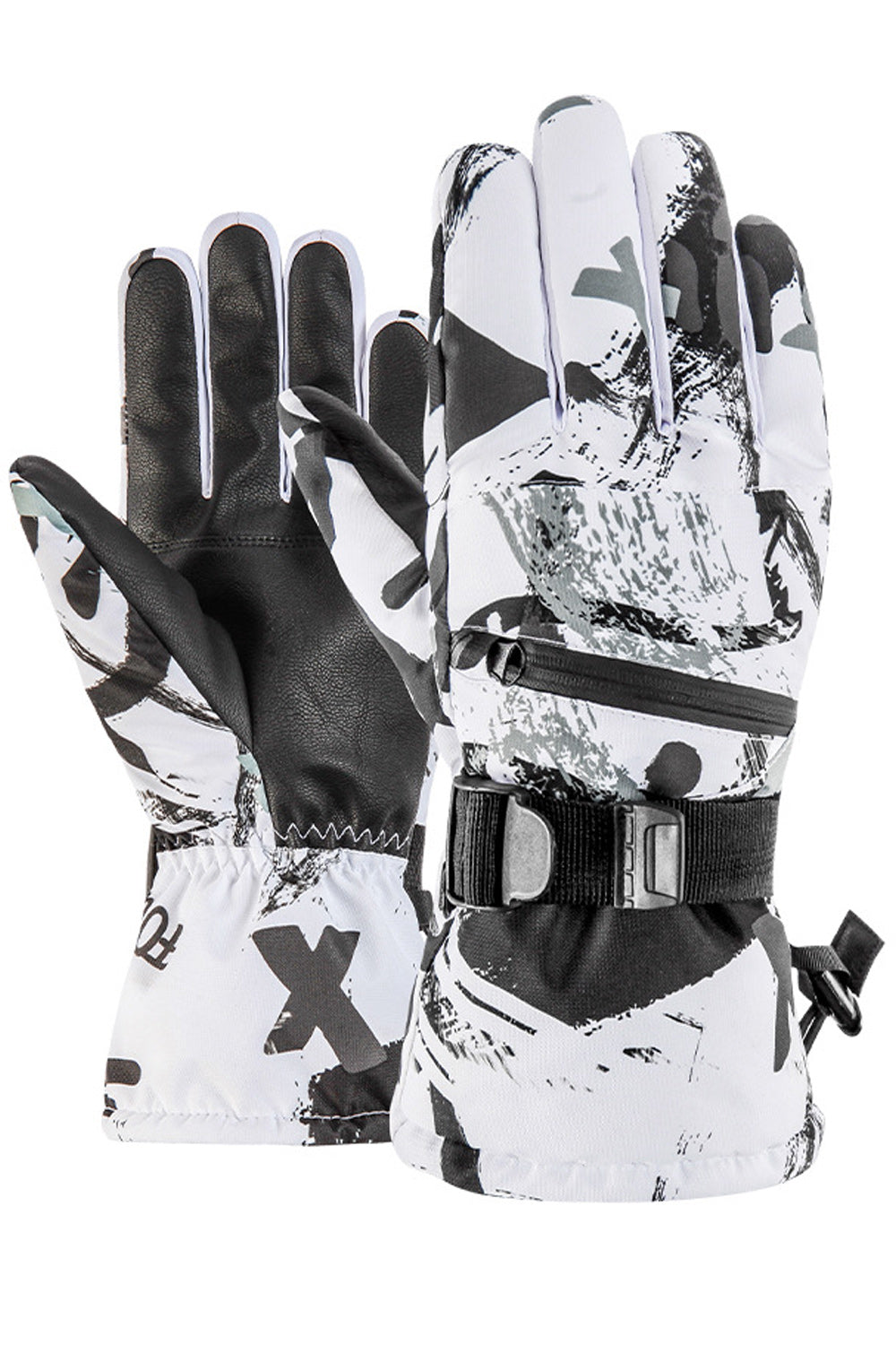 Women Windproof Waterproof Graffiti Printed Warm Ski Gloves