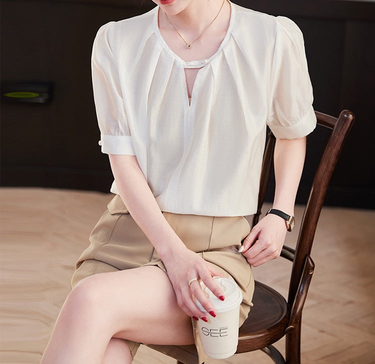 Women's Short-Sleeved Chiffon Shirt - Summer Lightweight Elegant Top