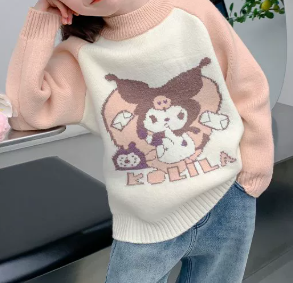 Cute Character Warm Knit Pullover for Girls