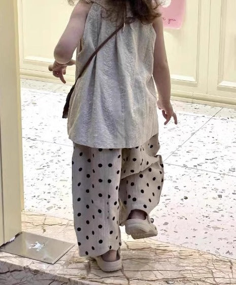 Girls’ Summer Polka Dot Cropped Wide-Leg Pants - RAC26JP5431BATB