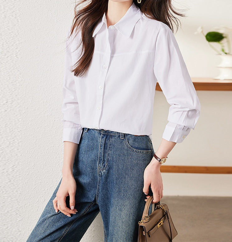 Women's Long Sleeve Workwear Blouse - Elegant Office Style for Spring & Autumn