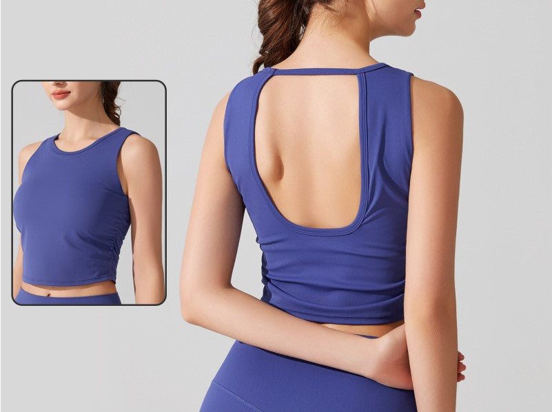 Women Wide Shoulder Strap Sports Bra for Women - Shockproof, Big U Back, Gathered Design, Yoga & Running Training Vest