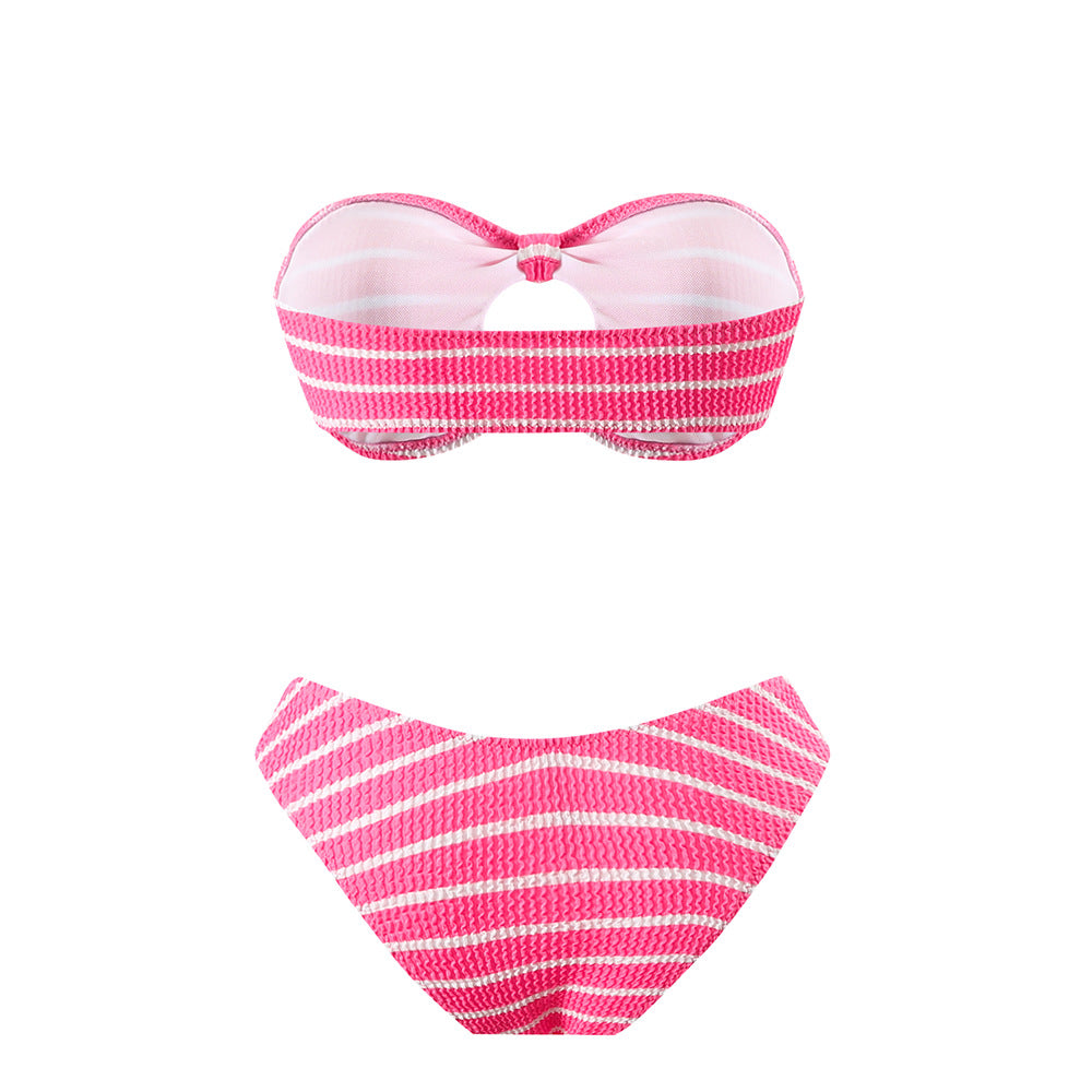 Striped Tube Top Bikini Swimsuit for Women - Two Piece Beach Swim Set