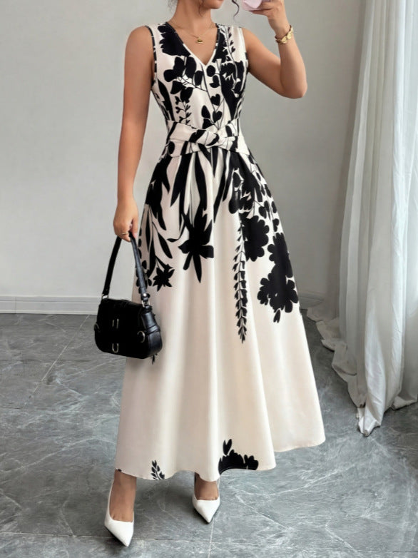 Women's Printed Waist-Defining Twist Front Jumpsuit with Wide Leg Design – Casual Summer Vacation Outfit