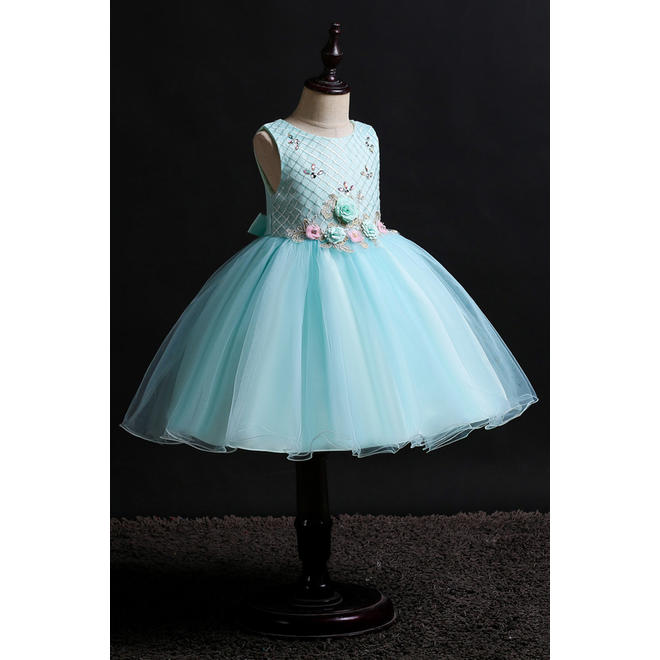 Kids Girls Embroidered Sleeveless Party Dress