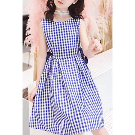 Kids Girls Ruffled Shoulder Round Neck Summer Cute Dress