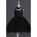 Kids Girls Scoop Neck Decorated Wedding Party Dress