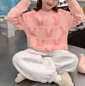 Girls Thickened Knit Winter Top