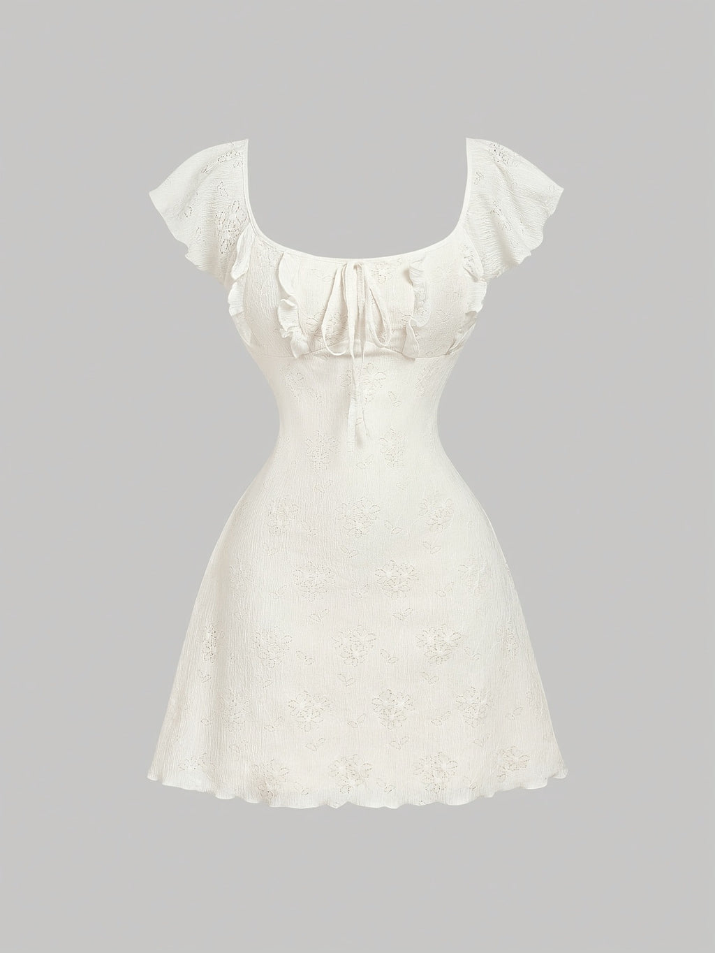 Women's Summer French-Inspired Romantic Ruffled Belted Waist Mini Dress Elegant Casual Fashion