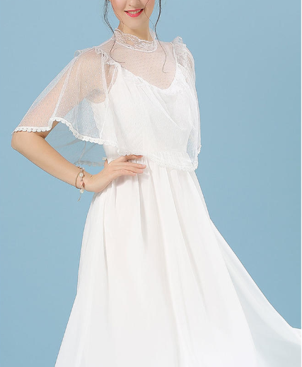 Women Fairy Style Long Thin Dress White