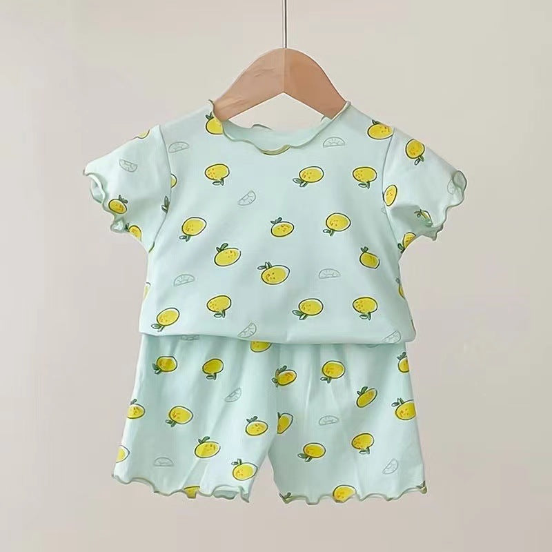 Baby Strawberry Floral Pajama Set – Trendy Short-Sleeved Top & Shorts Outfit - RAC26JP5385BATS