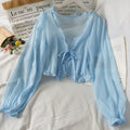 Women's Sun Protection Cardigan Thin Shawl Summer Outer Blouse Tulle Chiffon Top