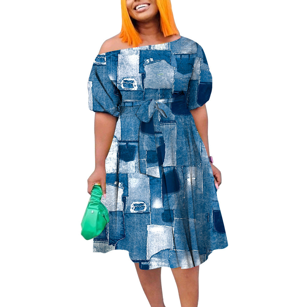 Women's Plus Size African Lace Long Dress – Elegant Spring/Summer Fashion Temperament Skirt