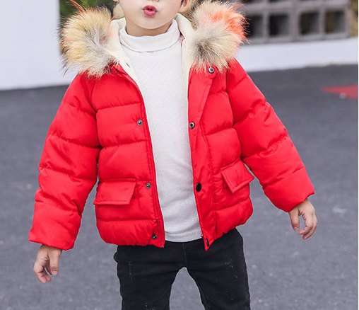 Girls Cotton-Padded Short Coat with Detachable Real Fur Collar – Infant & Toddler Export Style - RAC25JP3295BATOW