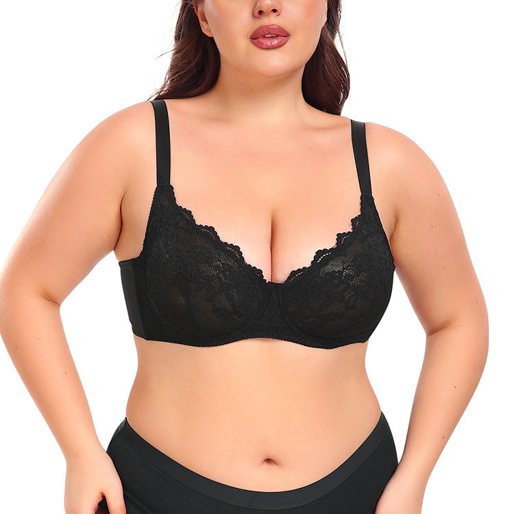 Women’s Plus Size Steel Ring Gather-Up Bra – Ultra-Thin Breathable Mesh Supportive Bra with Lift & Comfort