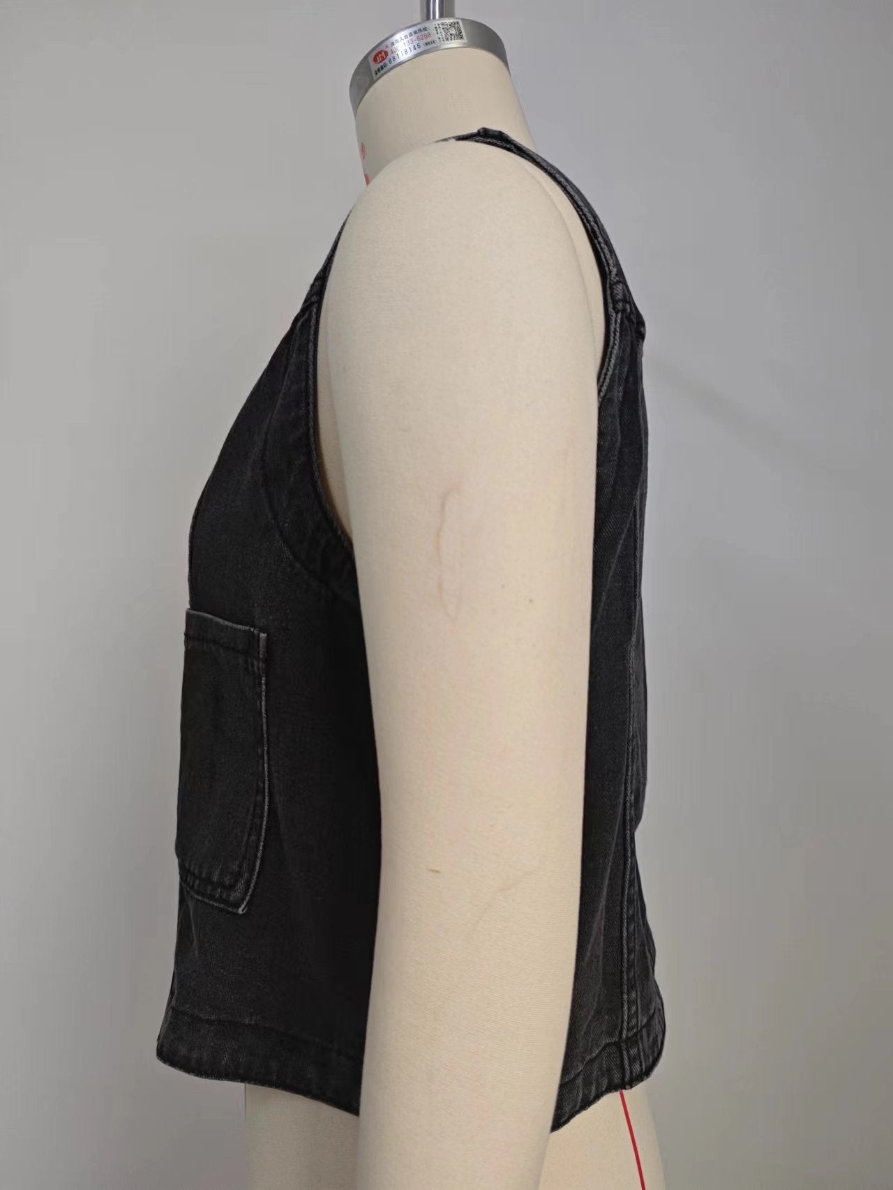 Women’s New Spring Style Collarless Washed Slim-Fit Denim Short Vest Cardigan Top